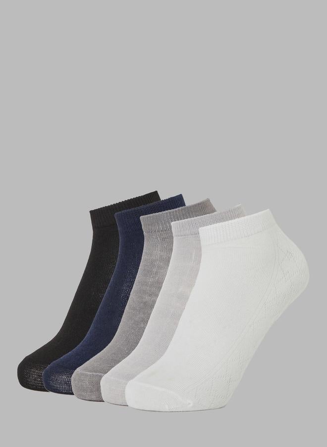 Styli Pack of 5- Solid Breathable Comfortable Ankle Socks - Image 1