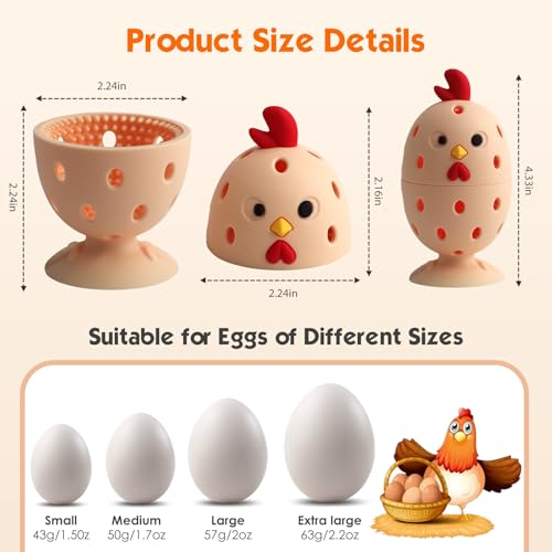 WAMEIJU Egg Brush Cleaner, Egg Cleaner for Fresh Eggs, Cute Chick Shaped Egg Wash and Brush, Washing Egg Tool for Standard Sized Eggs (Beige) - Image 2