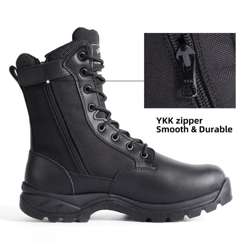 IODSON Men's Military Tactical Boots with Side Zipper, Puncture Resistant Work Boots, Desert Combat Boots, Army Jungle Boots, 8 Inches Lightweight Hiking Boots - Image 3