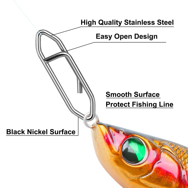 Kiqeres 200 Pcs Fishing Power Speed Clips (S:120, M:50, L:20, XL:10), High Strength Stainless Steel Speed Clip for Fishing Lure Quick Change, Freshwater Saltwater Lure Connector Tackle - Image 3