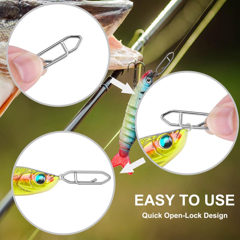 Kiqeres 200 Pcs Fishing Power Speed Clips (S:120, M:50, L:20, XL:10), High Strength Stainless Steel Speed Clip for Fishing Lure Quick Change, Freshwater Saltwater Lure Connector Tackle - Image 4