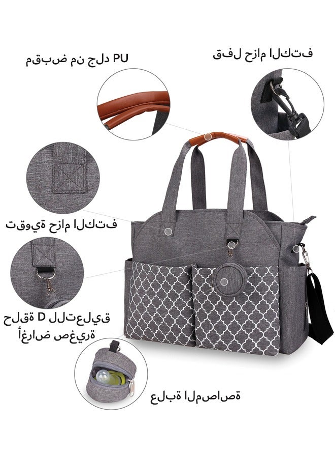 DOOKOO Diaper Bag with Cup Holder, Multi Function Baby Bag, Travel Diaper Bag for Mom and Dad, Baby Diaper Bag Tote, Large Capacity and Stylish Organizer for Baby Care(Grey) - Image 3