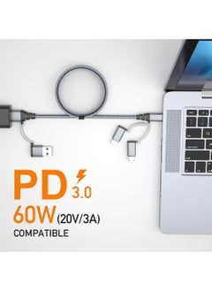 X-level Multi USB Cable,USB C to USB C Cable Nylon Multi Universal Charging Cable USB A/USB C to Lightning/Micro USB/Type C 60W PD 3.0 3A Fast Charging Cable for iPhone16/15/14/Series Samsung GalaxyS25/24/23/22 Series and Tablet  - Image 5