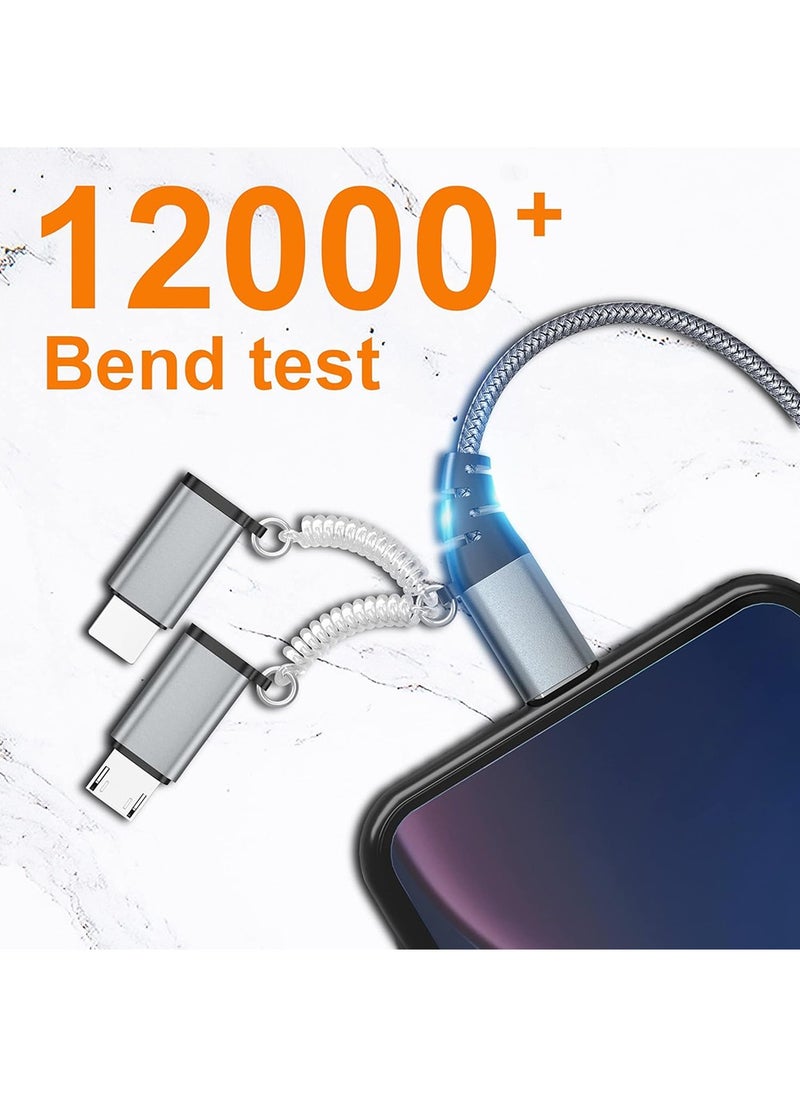 Multi USB Cable,USB C to USB C Cable Nylon Multi Universal Charging Cable USB A/USB C to Lightning/Micro USB/Type C 60W PD 3.0 3A Fast Charging Cable for iPhone16/15/14/Series Samsung GalaxyS25/24/23/22 Series and Tablet