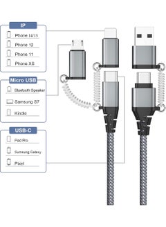 X-level Multi USB Cable,USB C to USB C Cable Nylon Multi Universal Charging Cable USB A/USB C to Lightning/Micro USB/Type C 60W PD 3.0 3A Fast Charging Cable for iPhone16/15/14/Series Samsung GalaxyS25/24/23/22 Series and Tablet  - Image 2