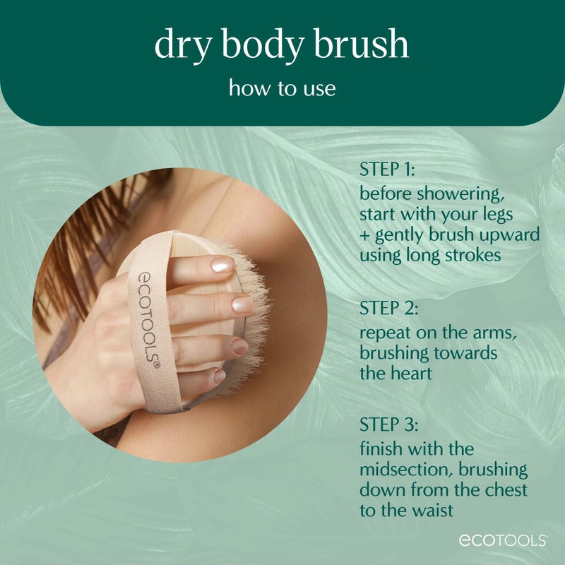 EcoTools Dry Body Brush, Dry Brushing Body Brush for Smooth Skin, Exfoliating Brush Removes Dry Skin, Easy-to-Use Handle, Eco-Friendly Dry Brush, Synthetic Cruelty-Free Bristles, 1 Count - Image 4