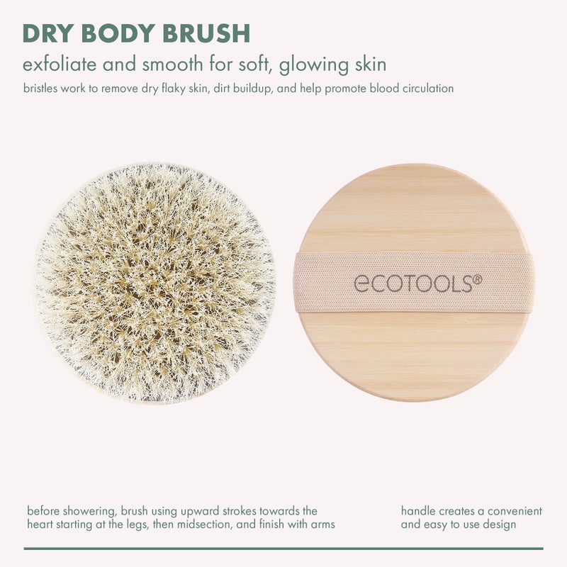 EcoTools Dry Body Brush, Dry Brushing Body Brush for Smooth Skin, Exfoliating Brush Removes Dry Skin, Easy-to-Use Handle, Eco-Friendly Dry Brush, Synthetic Cruelty-Free Bristles, 1 Count - Image 5