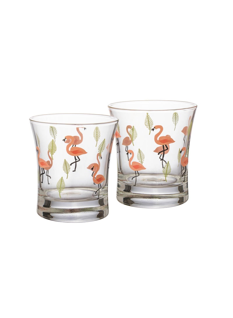 باساباش طقم 6 كاسات زجاج تركي مع ديكور فلامنغو - Image 1