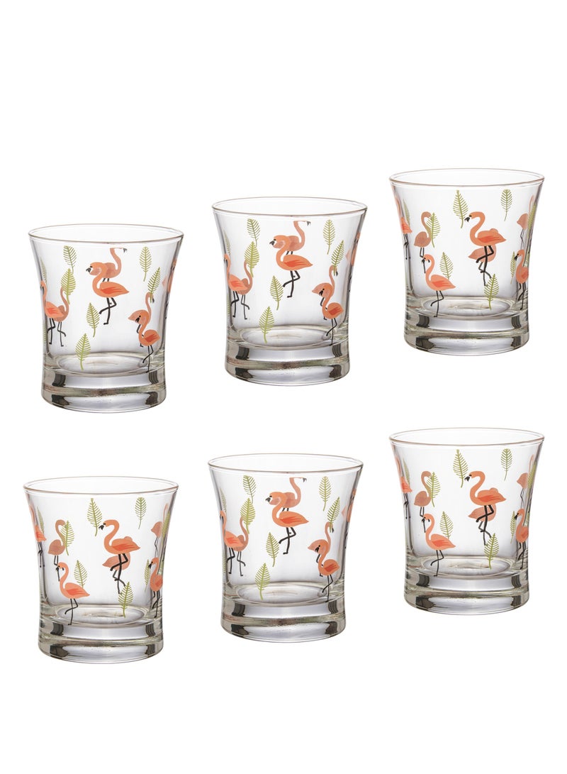 باساباش طقم 6 كاسات زجاج تركي مع ديكور فلامنغو - Image 2