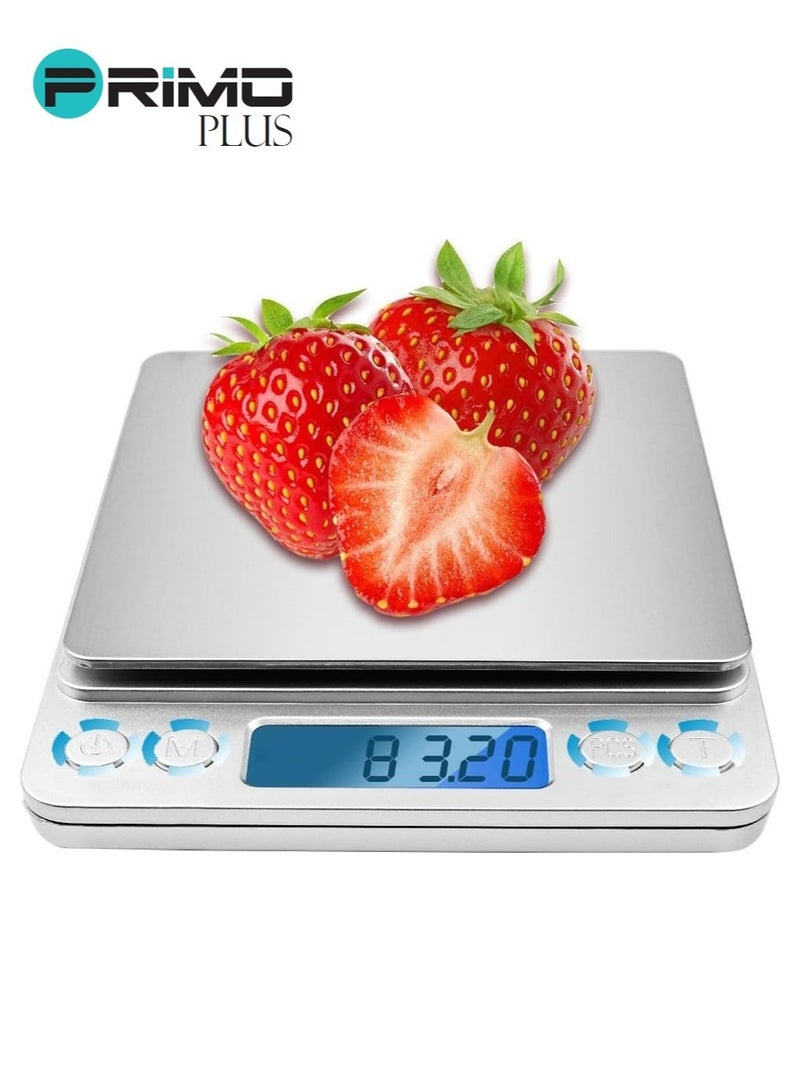 بريمو بلس ميزان طعام رقمي صغير مزود بكفة فضي - Image 3