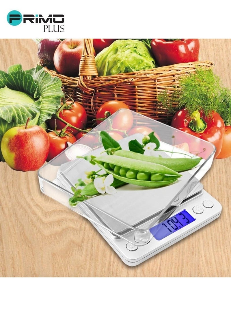 بريمو بلس ميزان طعام رقمي صغير مزود بكفة فضي - Image 5