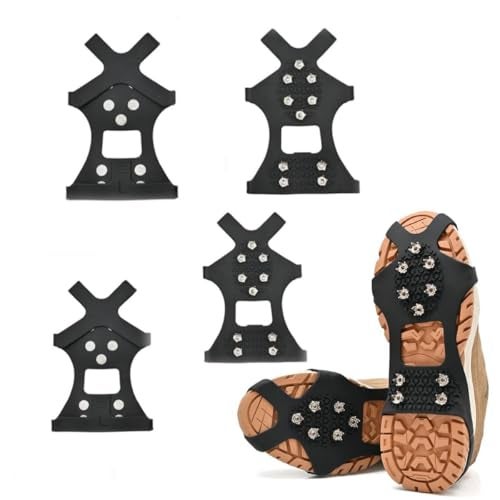 GUSTAVE® 2 Pairs Spikes Crampons, Ice Cleats for Shoes and Boots, Stainless Steel Anti-Slip Grippers Shoe Spikes Grips Traction for Hiking Shoes and Boots, Hiking, Fishing Walking, L(39-44) - Image 1