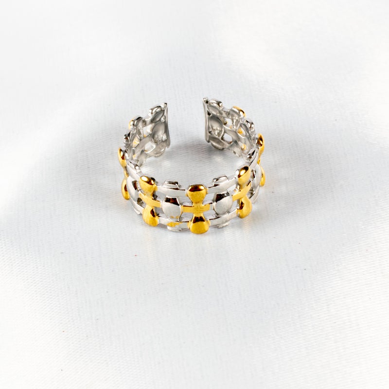 ذا بلاك بيرل اكسسوريز خاتم أستانليس ستيل فري سايز ذهبي × فضي - Image 2