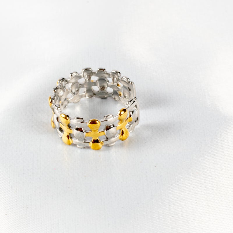 ذا بلاك بيرل اكسسوريز خاتم أستانليس ستيل فري سايز ذهبي × فضي - Image 3