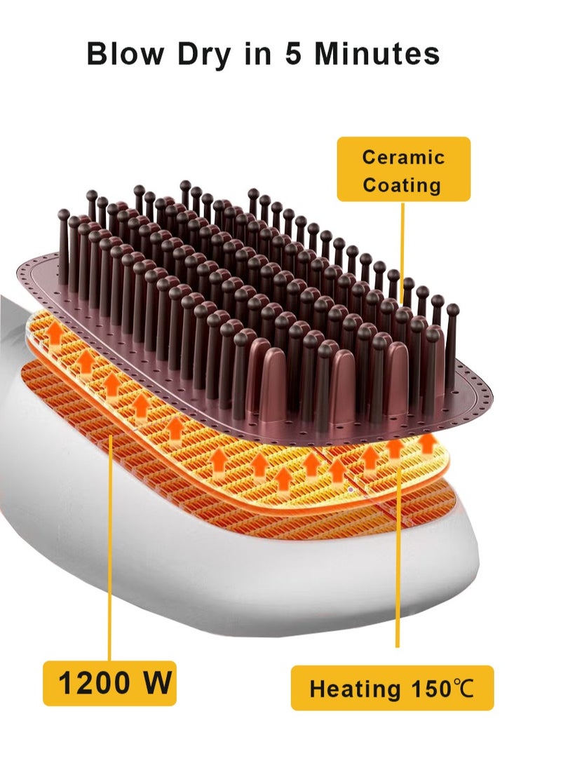 1200 Watt Hair Dryer Brush And Styler Professional Ceramic Black/Beige - Image 4