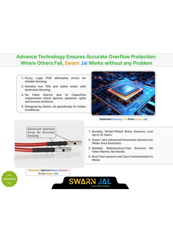 Swarn Jal (Model: A-SE20M-C) Water Tank Overflow Alarm and Empty Alarm with 4 Level Indicator + 20 Meter Wire, Cell Powered, Shock Proof,1 Year Complete Warranty (Patented Technology) - Image 4