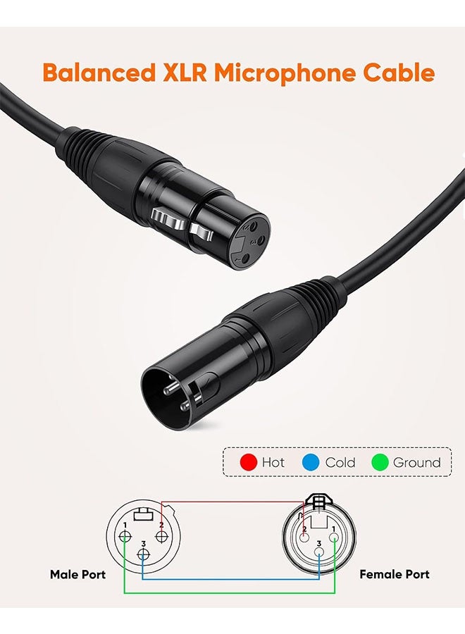 كابل ميكروفون XLR الذكور إلى الإناث 3 دبوس ، تمديد متوازن لتطبيقات التسجيل ، خلاطات ، أنظمة مكبرات الصوت ، أضواء DMX ، خلاط ، مكبرات الضخم ، محطة الراديو وأكثر من ذلك ، أسود ، 5m - Image 2