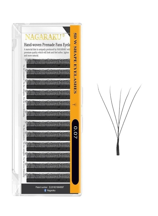 NAGARAKU W Eyelash Extension 5D Volume Premade Matte Black Cluster Easy Fanning yy Eye Lashes with Thickness 0.07mm Curl C (Length - 15mm) - Image 1