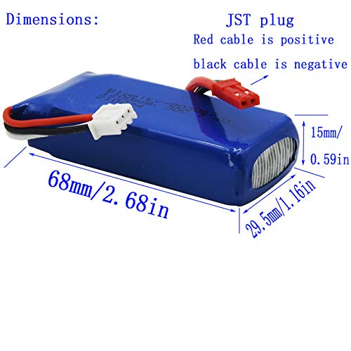 Blomiky 2 Pack 7.4V 1200mAH Lipo Battery Pack with JST Plug and USB Cable Replacement for UDIRC UD1601 UD1602 Pro Fisca Cheewing 1/16 Scale RC Truck RC Helicopter Drone Vehicles / X6 Battery and USB 2 - Image 2