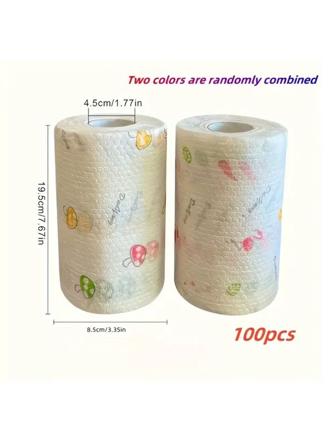 100 Pieces Per Roll Washable Thickened Oil Absorbing Kitchen Tissue Dry And Wet Dual Use Cute Animal Pattern Giraffe Lion Penguin Multi Functional Cleaning Oil Resistant Fabric For Kitchen Bathroom Living Room Outdoor Fun Home Decor - Image 3