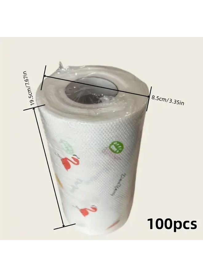 100 Pieces Per Roll Washable Thickened Oil Absorbing Kitchen Tissue Dry And Wet Dual Use Cute Animal Pattern Giraffe Lion Penguin Multi Functional Cleaning Oil Resistant Fabric For Kitchen Bathroom Living Room Outdoor Fun Home Decor - Image 5