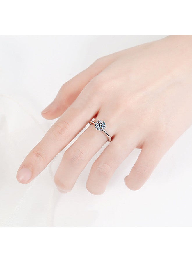 pincai S925 Silver Moissanite Ring Women 1 Carat High-end Sense Finger Ring - Image 4
