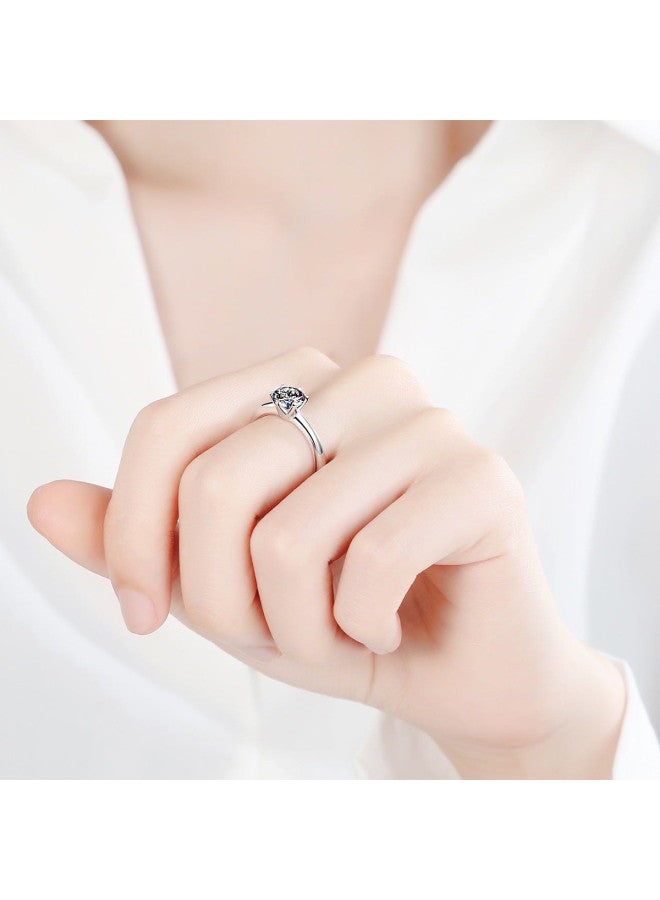 pincai S925 Silver Moissanite Ring Women 1 Carat High-end Sense Finger Ring - Image 5