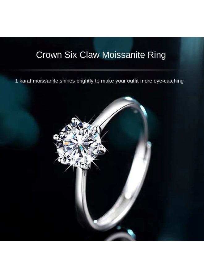 pincai S925 Silver Moissanite Ring Women 1 Carat High-end Sense Finger Ring - Image 2