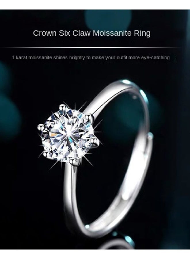 pincai S925 Silver Moissanite Ring Women 1 Carat High-end Sense Finger Ring - Image 1
