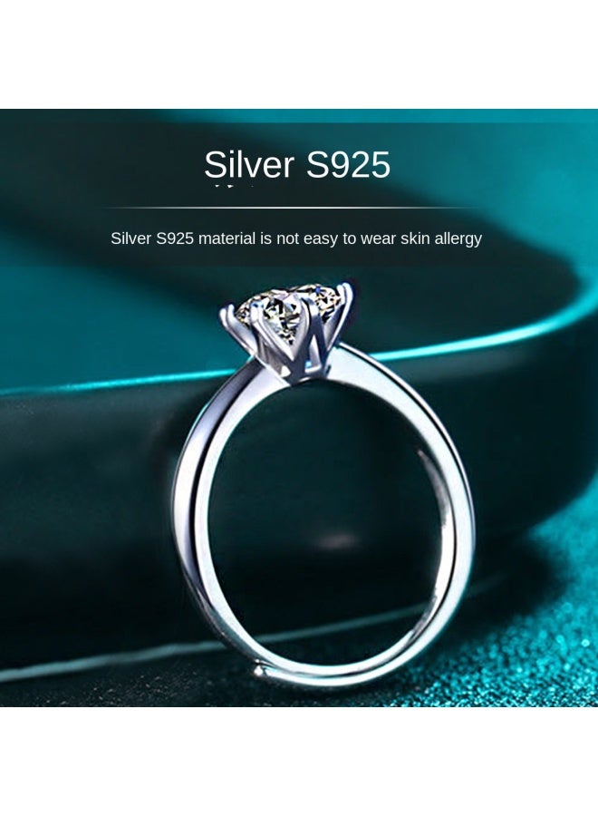 pincai S925 Silver Moissanite Ring Women 1 Carat High-end Sense Finger Ring - Image 3