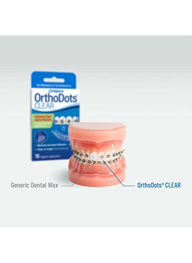 Orvance - Ts Clear (24 Count) - Moisture Activated, Silicone Dental Wax Alternative For Pain Caused By Braces. Orthodots Stick Better & Stay On Longer Than Orthodontic Wax (24 Count Clear) - Image 1
