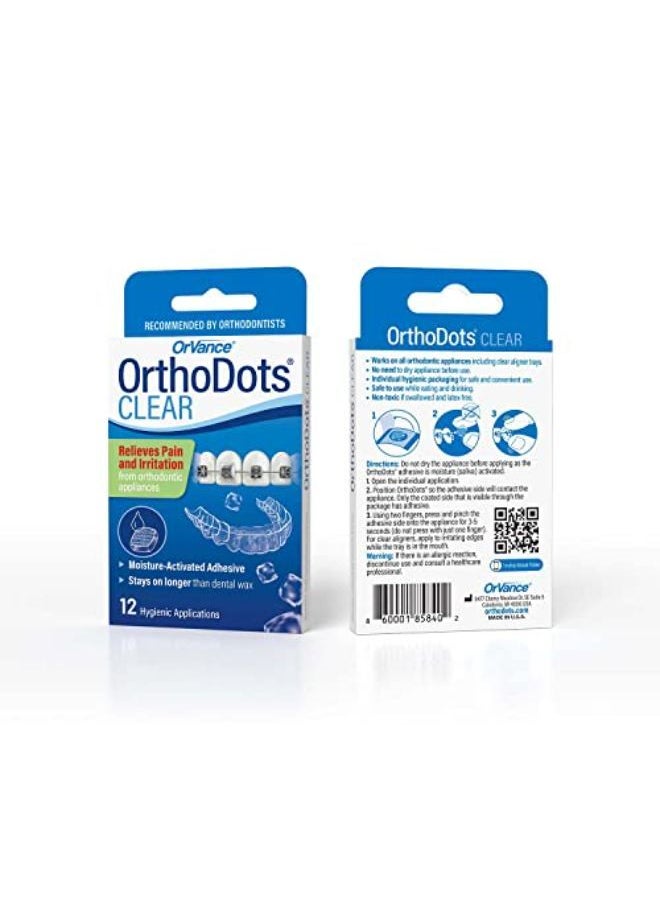 Orvance - Ts Clear (24 Count) - Moisture Activated, Silicone Dental Wax Alternative For Pain Caused By Braces. Orthodots Stick Better & Stay On Longer Than Orthodontic Wax (24 Count Clear) - Image 1
