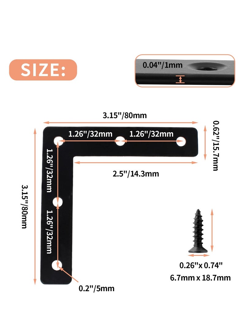 Excefore Flat Corner Brace, 20 Pcs L Shaped Corner Bracket, 2"x2" Heavy Duty Stainless Steel Shelf Supports, Duty Furniture Fastener Corner Connector for Wood Shelf Cabinet Table Chair  - Image 3