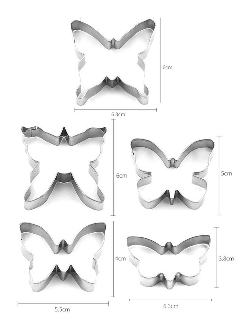 Deo King 5-piece Stainless Steel Butterfly Cookie Mold Set  - Image 2