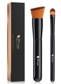 DUcare 2Pcs Foundation Brush and Concealer Brush Professional Flat Top Kabuki Brush for Face Synthetic Liquid Blending Mineral Powder Makeup Tools  - Image 1