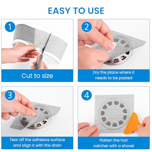 HASTHIP Plastic 1 Roll Kitchen Sink Strainer Disposable Hair Catcher Shower Drain Mesh Stickers, PVC Mesh, DIY Shower Drain Cover Hair Catcher for Any Length, 13 Foot Hair Stopper 4.72 Inch Width - Image 3