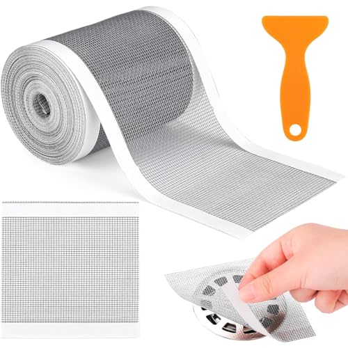 HASTHIP Plastic 1 Roll Kitchen Sink Strainer Disposable Hair Catcher Shower Drain Mesh Stickers, PVC Mesh, DIY Shower Drain Cover Hair Catcher for Any Length, 13 Foot Hair Stopper 4.72 Inch Width - Image 1