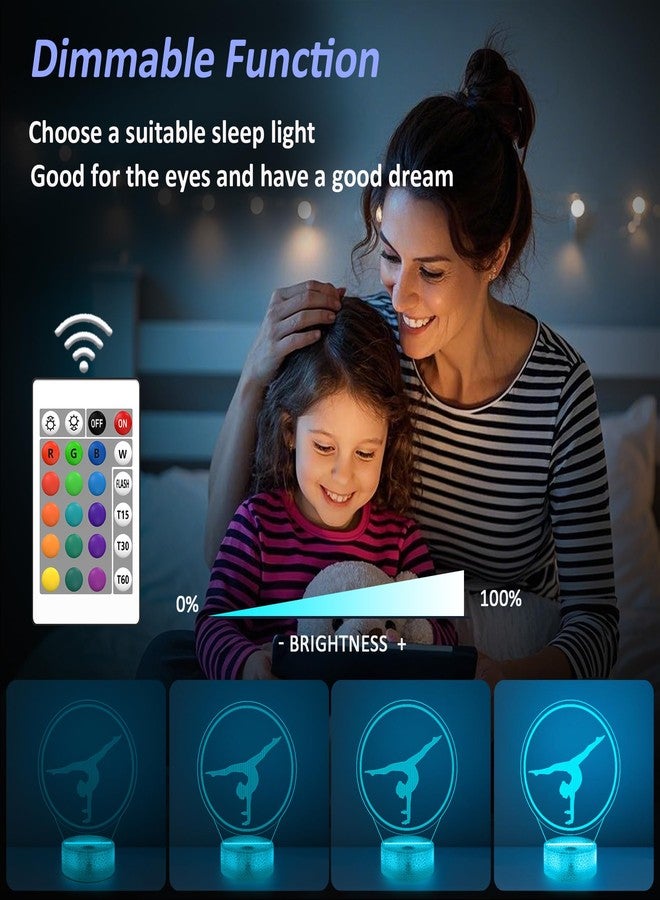 هدايا أوكيييد للجمباز للبنات، مصباح جمباز ثلاثي الأبعاد، ضوء ليلي بـ 16 لون RGB مع جهاز تحكم عن بعد ومؤقت ومخفت إضاءة، ديكور مروحة رياضية لغرفة الأطفال، هدايا عيد ميلاد للبنات - Image 4