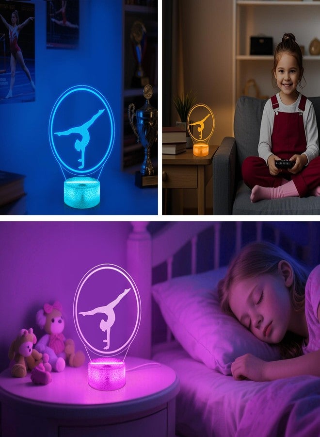 هدايا أوكيييد للجمباز للبنات، مصباح جمباز ثلاثي الأبعاد، ضوء ليلي بـ 16 لون RGB مع جهاز تحكم عن بعد ومؤقت ومخفت إضاءة، ديكور مروحة رياضية لغرفة الأطفال، هدايا عيد ميلاد للبنات - Image 3