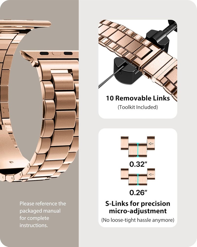 فولموزا سوار معدني فولموسا مع علبة متوافق مع سوار أبل ووتش مقاس 49 مم 46 مم 45 مم 44 مم 42 مم 41 مم 40 مم 38 مم، سوار أبل ووتش فولاذي لأي ووتش ألترا 3/2/1 SE3/SE2/SE وسلسلة 11/10/9/8/7/6/5/4/3/2/1 - Image 4