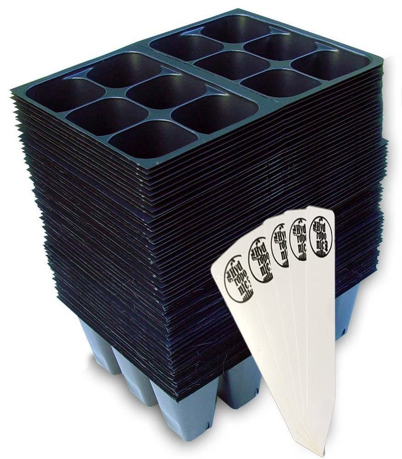 The Hydroponic City Seed Starter Tray, 720 Cells (120 Trays - 6 Cells Per Tray) + Plant Stakes - Image 1