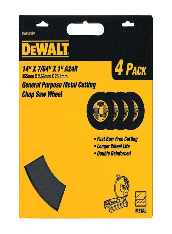 ديوالت عجلة منشار تقطيع GP من DeWalt DW8001B4 مقاس 14 بوصة × 7/64 بوصة × 7/64 بوصة × 1 بوصة، عبوة من 4 قطع - Image 4