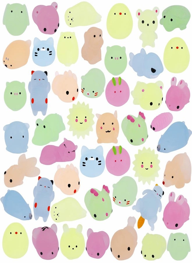 Outee 50 Pcs Mochi Toys Mini Mochi Animals Toys Glow in The Dark Toys Stress Relief Toys Bulk Mochi Cat Random Halloween Kids Party Favors for Goodie Bag - Image 2