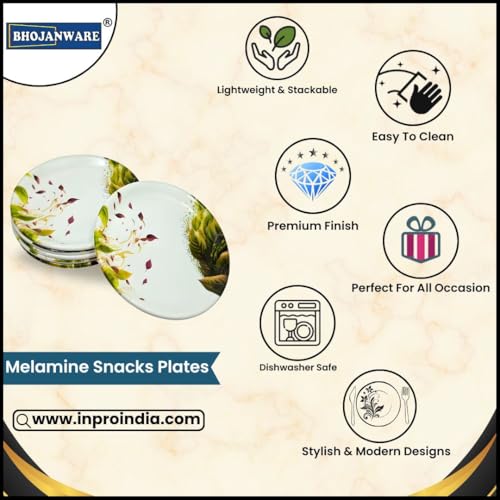 BHOJANWARE Stylish Melamine Round Small Snack Plates Set of 6- Perfect for Dining, Serving and Kitchen Utensils (Size: 18 Cm/ 7 Inch) - Image 3