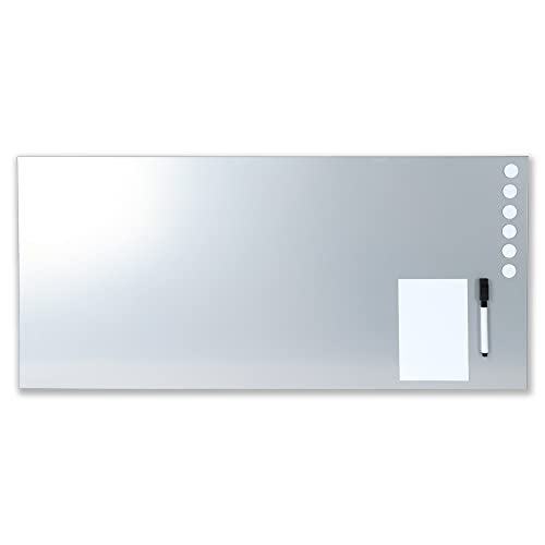 MMF Industries STEELMASTER by BankSupplies Magnetic Bulletin Board | 30 x 14 Inches | Silver | Includes 6 Magnets, 4 x 6 Dry Erase Board & Dry Erase Marker | Scratch Resistant Finish | Horizontal & Vertical Display - Image 1