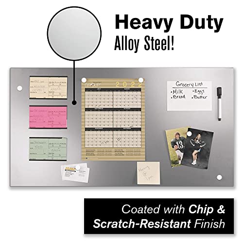 MMF Industries STEELMASTER by BankSupplies Magnetic Bulletin Board | 30 x 14 Inches | Silver | Includes 6 Magnets, 4 x 6 Dry Erase Board & Dry Erase Marker | Scratch Resistant Finish | Horizontal & Vertical Display - Image 4