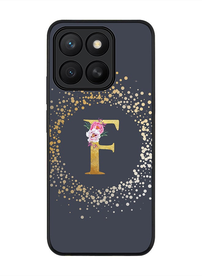 Stylizedd For Honor X8c Case,Slim fit Camera Protection, Shockproof Thin Phone cover  - Custom Monogram Floral - F  (Grey )
