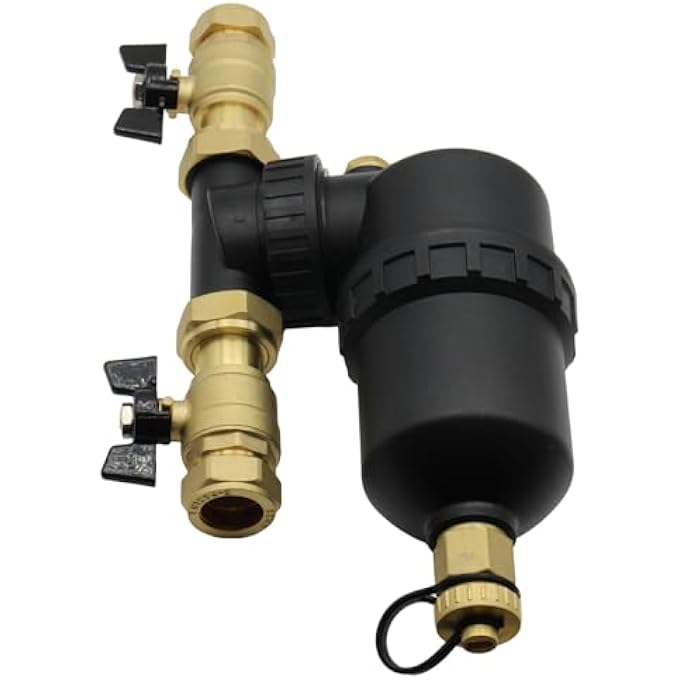 MAGNETIC FILTER FOR CENTRAL HEATING SYSTEMS 22MM WITH ISOLATION VALVES - Image 1