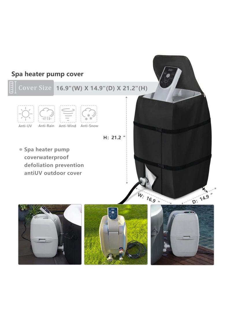 SYOSI Hot Tub Spa Heater Pump Cover, Waterproof Hot Tub Insulated Pump Cover with Zipper Opening, for Most Inflatable Hot Tub Spa Heater Pump on Market, for Multiple Brands (Black,Square)  - Image 2