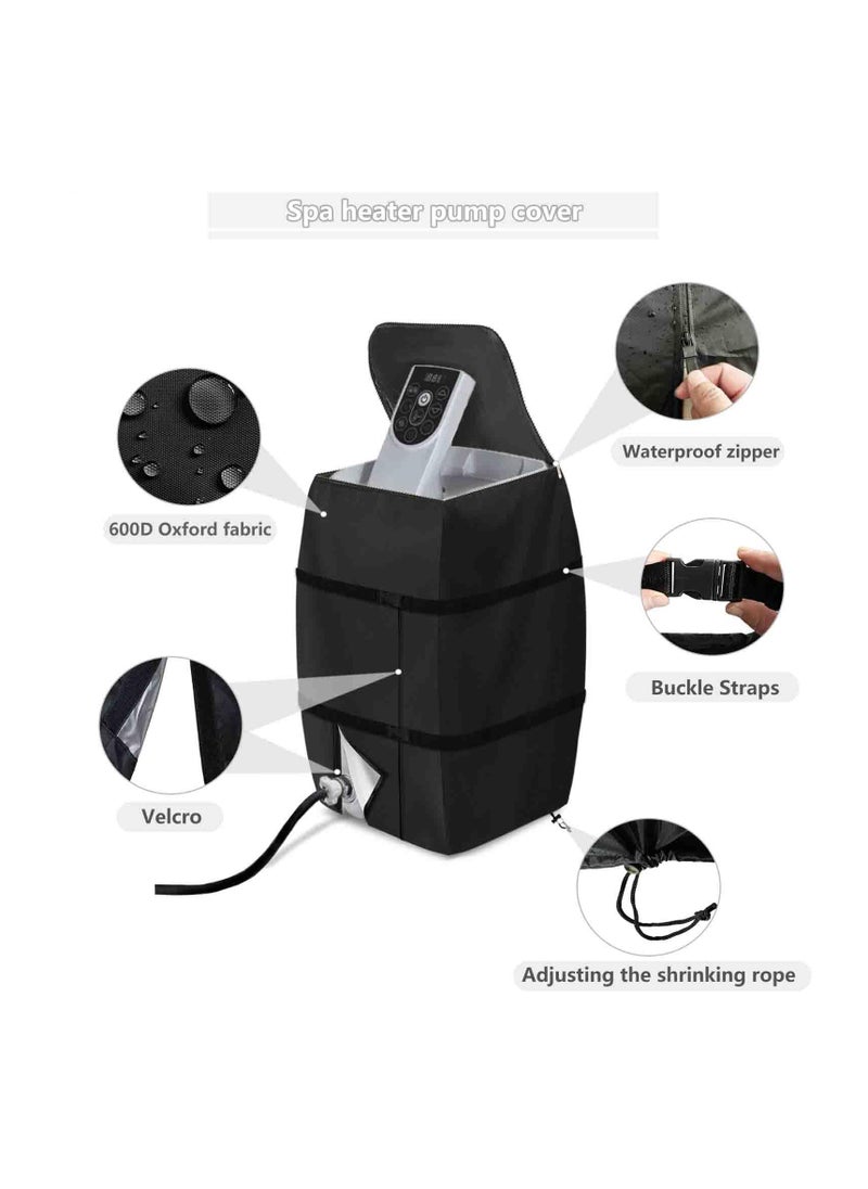 SYOSI Hot Tub Spa Heater Pump Cover, Waterproof Hot Tub Insulated Pump Cover with Zipper Opening, for Most Inflatable Hot Tub Spa Heater Pump on Market, for Multiple Brands (Black,Square)  - Image 4